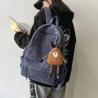 Corduroy Backpack Blue by Basaran