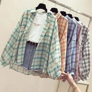 Long-Sleeve Plaid Shirt White by Cossita