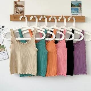 Lettuce Hem Crop Top Tangerine by OGAWA