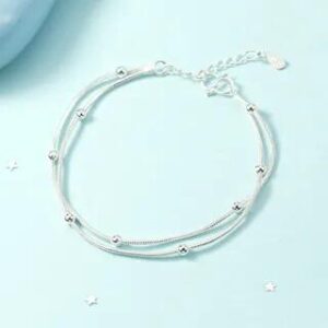 925 Sterling Silver Layered Bracelet / Anklet Bracelet - Silver 282473687