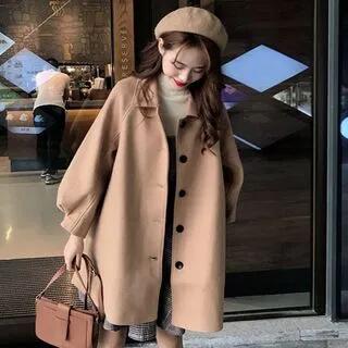 Button-Up Wool Coat Camel by Sienne