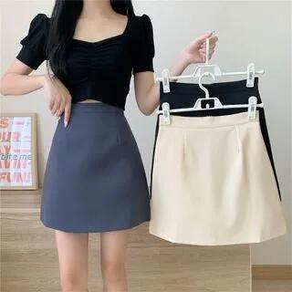 Plain Mini A-Line Skirt Black by Sienne