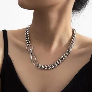 Alloy Chunky Chain Necklace 3149 - White Gold | Seirios by Seirios