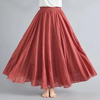 Maxi A-Line Linen Skirt Aqua Blue by Lucuna