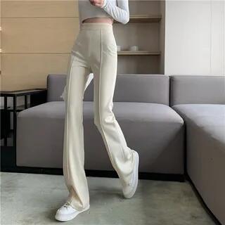 Plain Boot-Cut Pants Black by Dshe