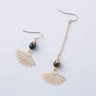 Metallic Fan Drop Earring 1 Pair - Long - Ear Hook | PANGU by PANGU