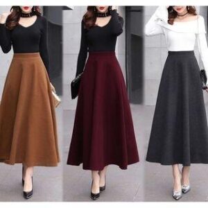 Plain Maxi A-Line Skirt Wine Red 282479171