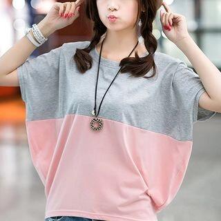 Two-Tone Short Sleeve T-Shirt White & Blue by CRIBI
