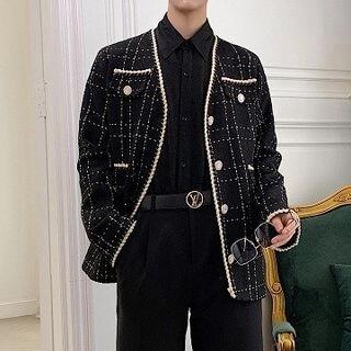 Button-Up Tweed Jacket White by Bjorn