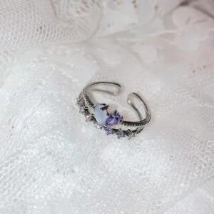 Rhinestone Ring (Various Designs) Double Layered - Light Purple Heart - Silver 282479755