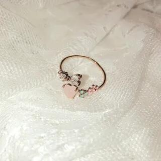 Rhinestone Ring (Various Designs) 15#Multicolor Flowers & Pink Heart - Gold by Jael