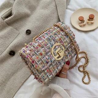 Tweed Crossbody Bag White by TangTangBags