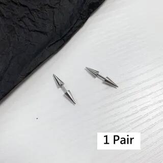 Pointy-Shaped Metal Stud Earrings 1 Pair - Thick Pin - Silver | PANGU by PANGU