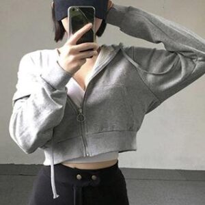 Cropped Hooded Zip Jacket Black 282480090