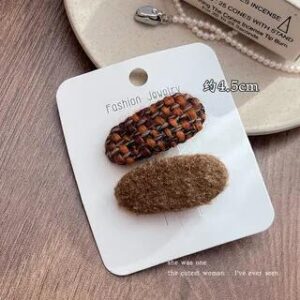Set of 2: Yarn Hair Clip (Various Designs) Brown & Coffee | Rodiv 282739821