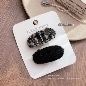 Set of 2: Yarn Hair Clip (Various Designs) Black & Coffee | Rodiv 282739851