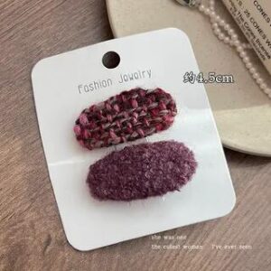 Set of 2: Yarn Hair Clip (Various Designs) Pink & Purple | Rodiv 282739884