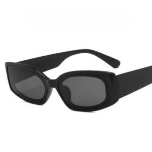 Retro Rectangular Sunglasses Lens - Dark Gray & Frame - Black | Aisyi 282758632