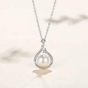 Faux Pearl Rhinestone Pendant Necklace / Drop Earring Necklace - White & Silver 282765529