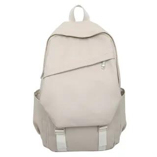 Plain Faux Leather Laptop Backpack White by Hikuozy