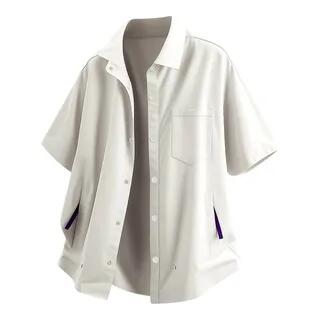 Short-Sleeve Plain Button-Up Shirt Light Gray by Sheck