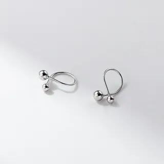 925 Sterling Silver Barbell Hoop Earring 1 Pair - Silver | A’ROCH by A’ROCH