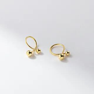 925 Sterling Silver Barbell Hoop Earring 1 Pair - Gold | A’ROCH by A’ROCH