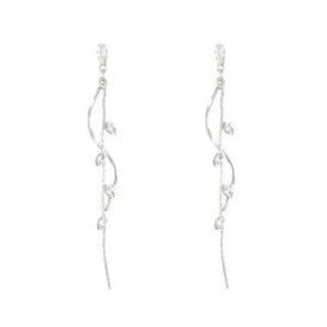 Rhinestone Drop Earring 1 Pair - S329 - Silver | Seirios 283448697