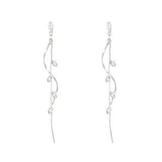 Rhinestone Drop Earring 1 Pair - S329 - Silver | Seirios by Seirios