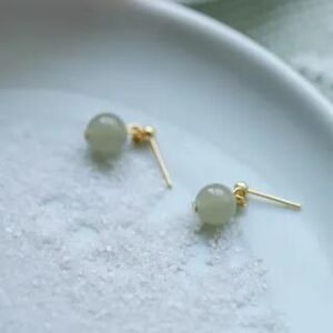 Bead Drop Earring Hook Earrings - 1 Pair - Green & Gold | Seirios 283448735