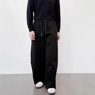 Drawstring Waist Plain Barrel Leg Baggy Sweatpants Pants - Black by Macho