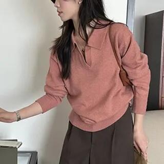 Plain Polo Sweater Pink by MIKIGA