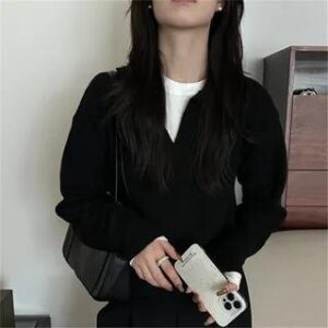 Plain Polo Sweater Black 283461656