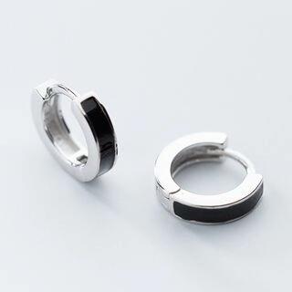 925 Sterling Silver Hoop Earring Black | A’ROCH by A’ROCH