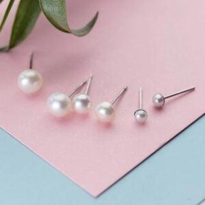 925 Sterling Silver Genuine Pearl Stud Earrings 1 Pair - As Shown In Figure - 0.5cm-0.6cm 61274902