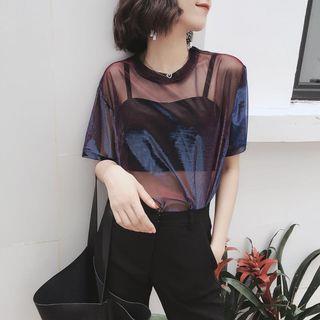 Sheer Short-Sleeve T-Shirt Purple by Alfie