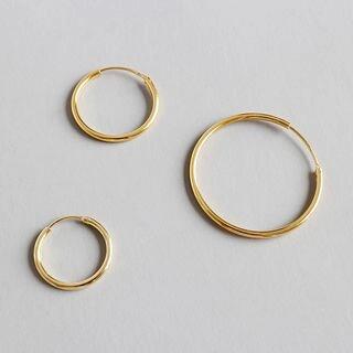 925 Sterling Silver Hoop Earrings Gold - 2cm | Phoenoa by Phoenoa
