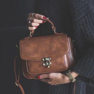 Faux Leather Satchel Dark Green by Mulgam