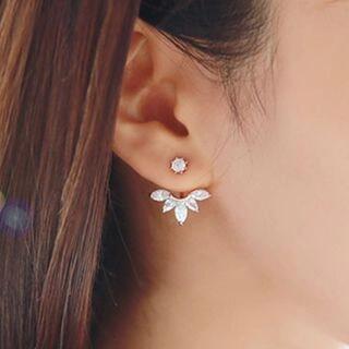 Rhinestone Ear Jackets Rose Gold | Seirios by Seirios