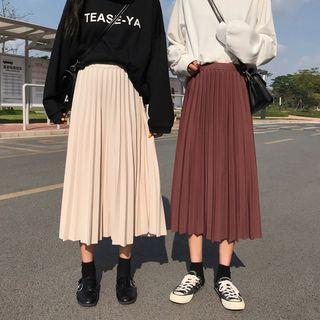High Waist Midi Accordion Pleat Skirt Black by PINPI