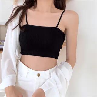 Spaghetti Strap Ribbed Bandeau White by Yako