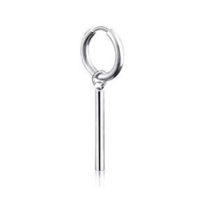 Unisex Stainless-Steel Bar Drop Earring Clip On Earring - Bar - Steel 83607447