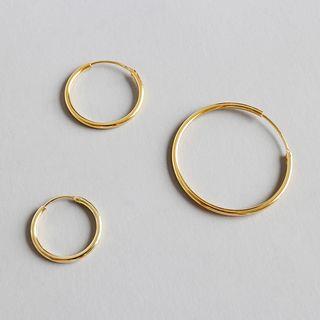 925 Sterling Silver Hoop Earrings Gold - 3cm | Phoenoa by Phoenoa