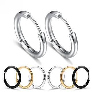 Unisex Stainless-Steel Hoop Earrings Black - 1.6cm | Prushia by Prushia