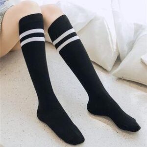 Striped Knee-High Socks X62 - Two Bars - White 86594406