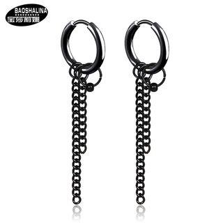 Stainless Steel Fringed Chain Huggie Earring One Piece Clip On Earring - Fringed - Black by Prushia