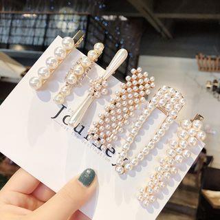 Faux Pearl Hair Clip (Various Designs) 18 - 5 - Faux Pearl & Rhinestone by Koi Kawaii