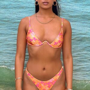 9.0 Swim Montego Orange Floral Underwire Bikini Top