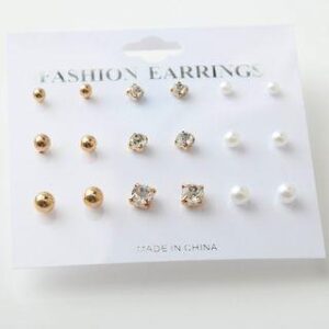 Set: Studs (Various Designs) Set of 9 Pairs - Gold | Gaya 90631141