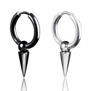 Stainless Steel Cone Dangle Hoop Earring One Piece Huggy Earring - Silver by Prushia